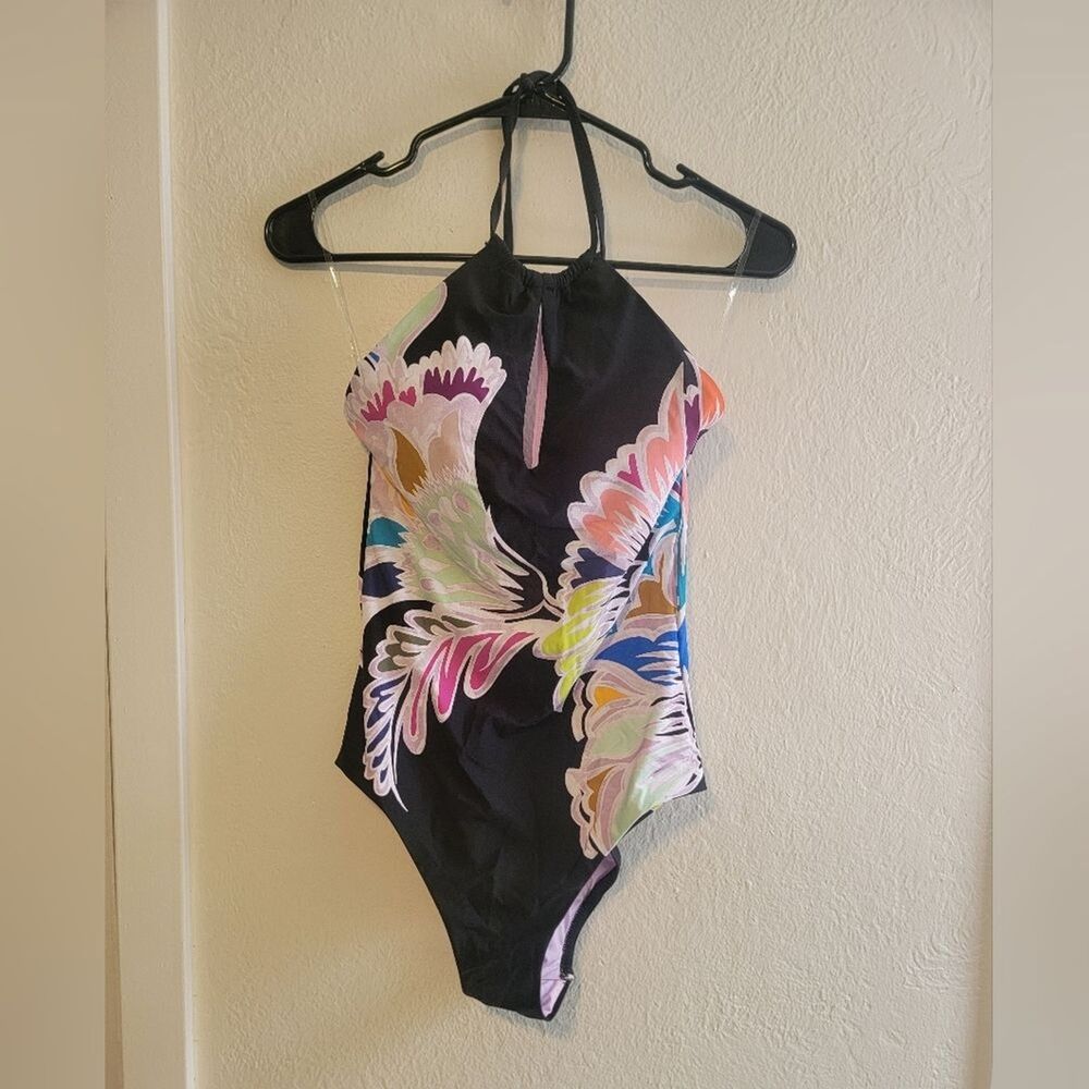 Trina Turk Seychelles High Neck Halter Scoop Back One Piece Swimsuit 6